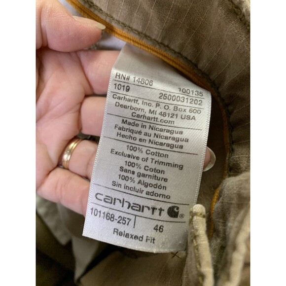 Carhartt Shorts Mens 46 Beige Force Relaxed Fit Ripstop Cargo Pockets Workwear - Picture 4 of 9